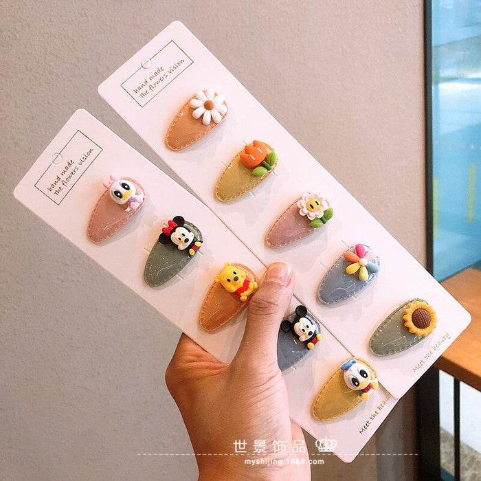 Wholesale kids cartoon oval flower resin hairpin set JDC-HC-Shij004 Hair Clips 世景 Wholesale Jewelry JoyasDeChina Joyas De China