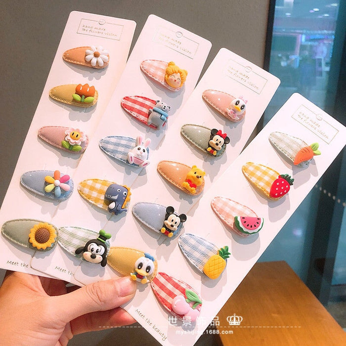 Wholesale kids cartoon oval flower resin hairpin set JDC-HC-Shij004 Hair Clips 世景 Wholesale Jewelry JoyasDeChina Joyas De China