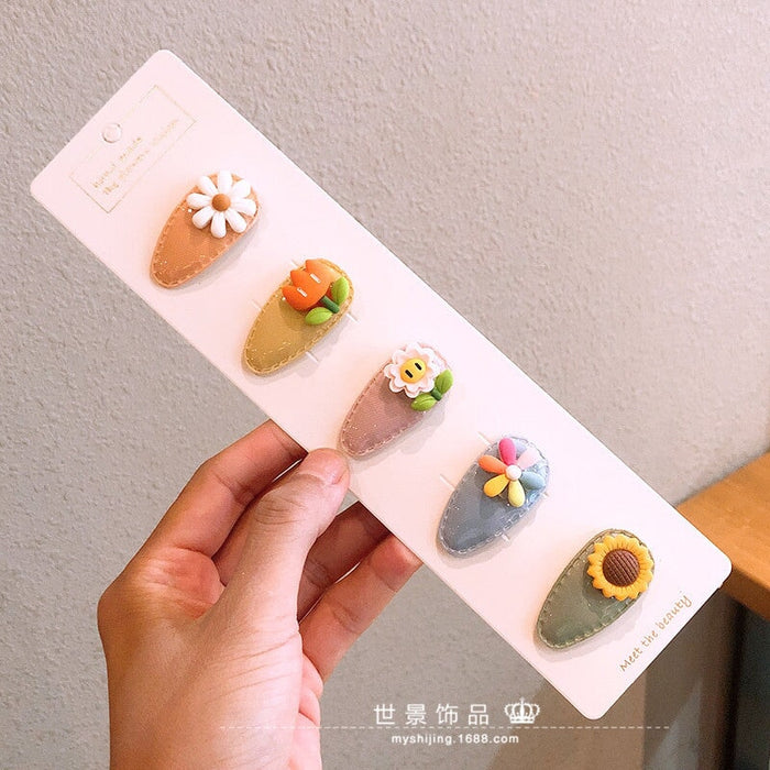 Wholesale kids cartoon oval flower resin hairpin set JDC-HC-Shij004 Hair Clips 世景 Wholesale Jewelry JoyasDeChina Joyas De China
