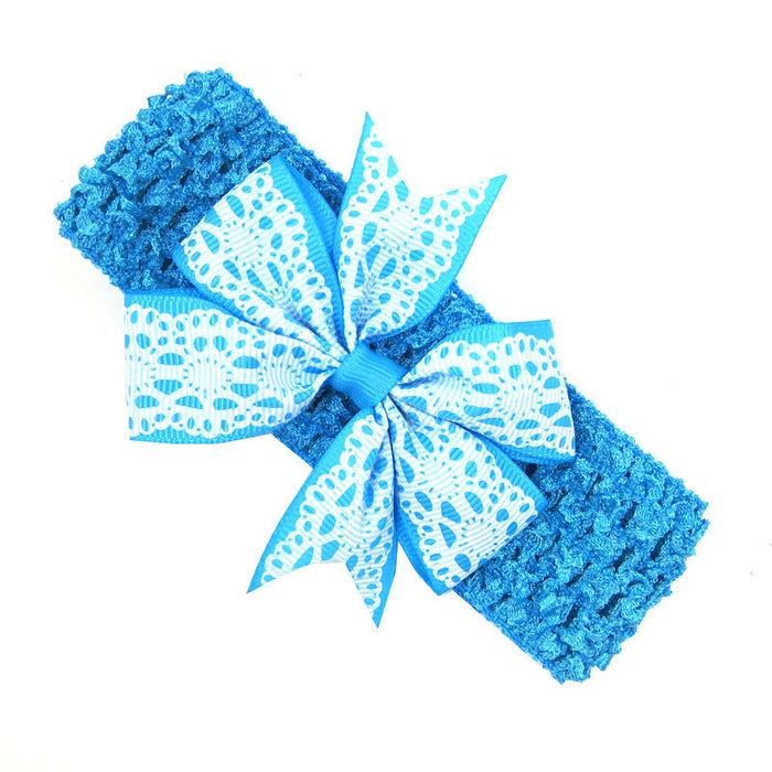 Wholesale Kids Hair Rope Printed Dovetail Bow with Knitted Fabric Hair Scrunchies JDC-HS-Chund001 Hair Scrunchies 春蝶 blue Wholesale Jewelry JoyasDeChina Joyas De China