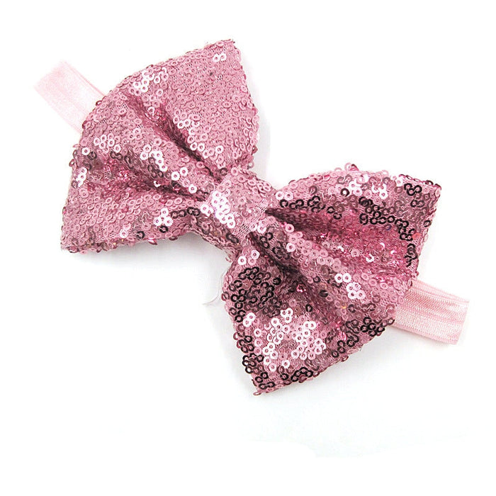 Wholesale Kids Sequin Bow Cloth Hair Scrunchies JDC-HS-Chund004 Hair Scrunchies 春蝶 pink Wholesale Jewelry JoyasDeChina Joyas De China