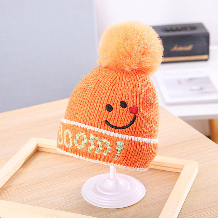 Wholesale kids smiley face knitted woolen hat JDC-FH-GSKC005 Fashionhat JoyasDeChina orange 46-48CM Wholesale Jewelry JoyasDeChina Joyas De China