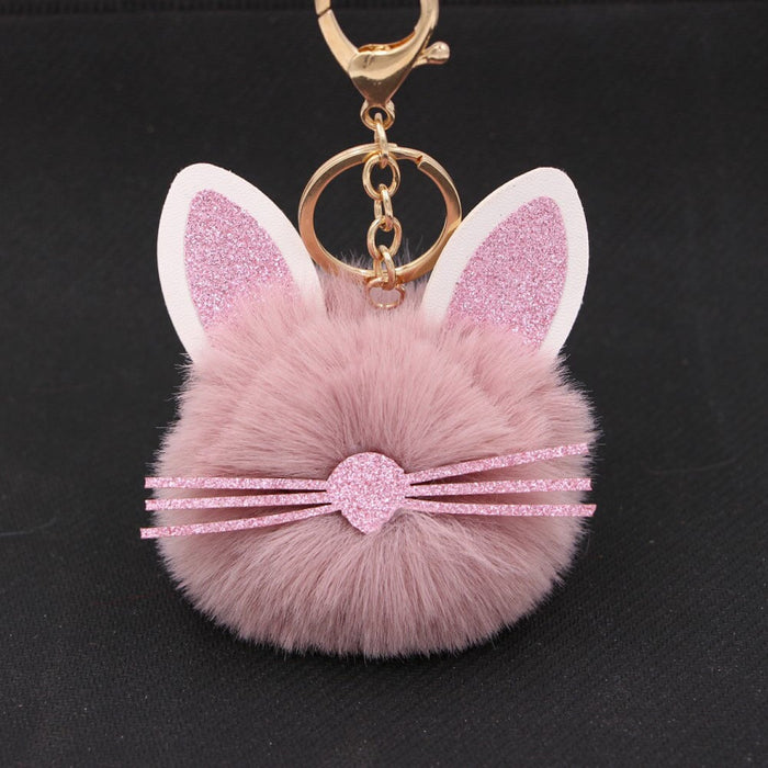 Wholesale Kitten Whiskers Alloy Imitation Hair Hair Ball Keychain JDC-KC-Zuge023 Keychains 祖格 bean paste / Wholesale Jewelry JoyasDeChina Joyas De China