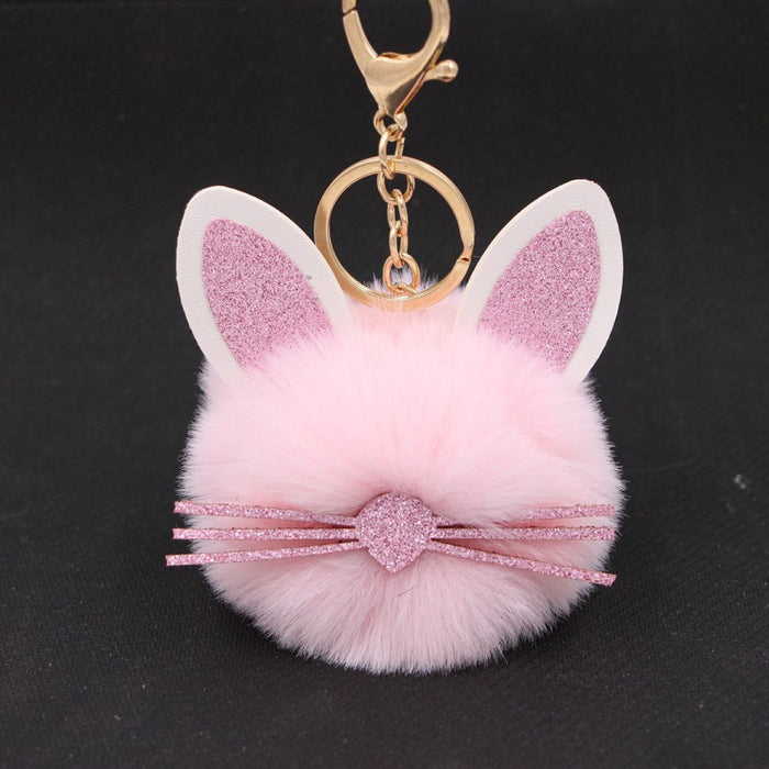 Wholesale Kitten Whiskers Alloy Imitation Hair Hair Ball Keychain JDC-KC-Zuge023 Keychains 祖格 Light Pink / Wholesale Jewelry JoyasDeChina Joyas De China