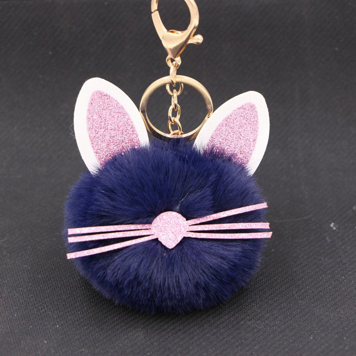 Wholesale Kitten Whiskers Alloy Imitation Hair Hair Ball Keychain JDC-KC-Zuge023 Keychains 祖格 navy / Wholesale Jewelry JoyasDeChina Joyas De China