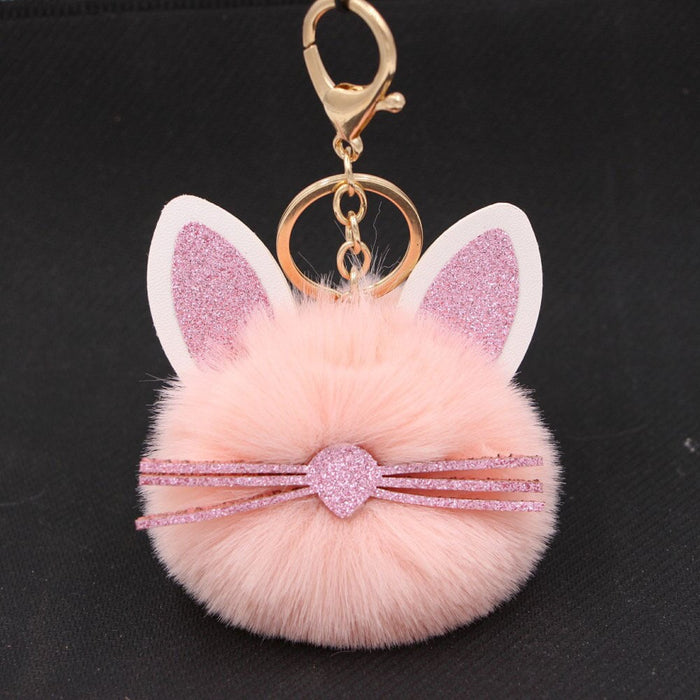 Wholesale Kitten Whiskers Alloy Imitation Hair Hair Ball Keychain JDC-KC-Zuge023 Keychains 祖格 pink / Wholesale Jewelry JoyasDeChina Joyas De China