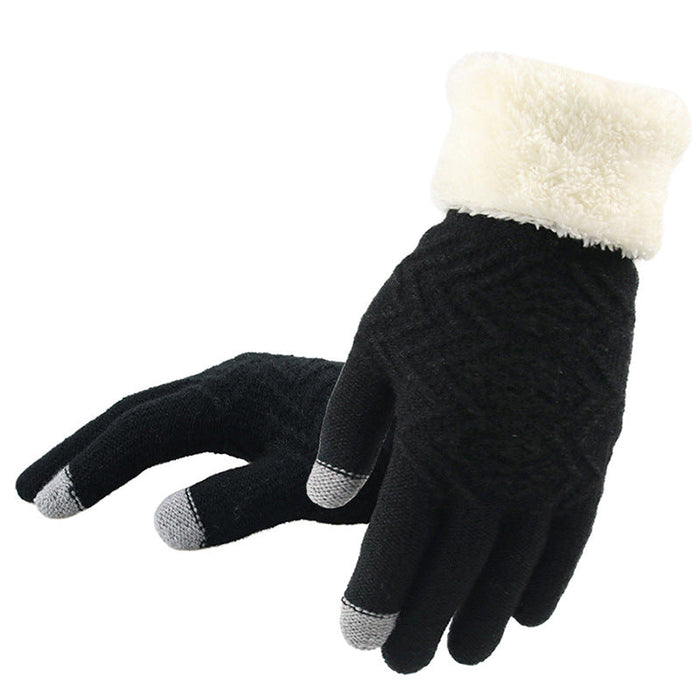 Wholesale Knitted Acrylic Spandex Ladies Touch Screen Gloves JDC-GS-FanP003 Gloves 梵普 black one size Wholesale Jewelry JoyasDeChina Joyas De China