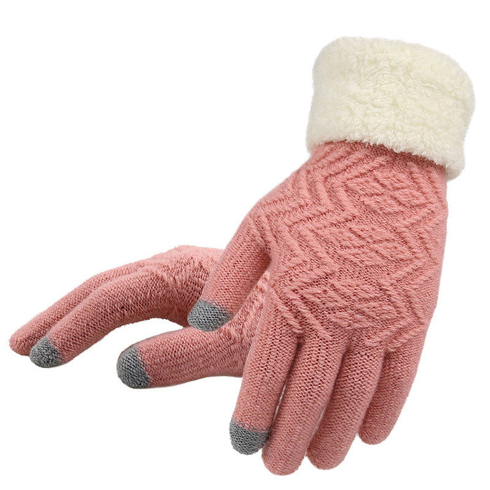 Wholesale Knitted Acrylic Spandex Ladies Touch Screen Gloves JDC-GS-FanP003 Gloves 梵普 pink one size Wholesale Jewelry JoyasDeChina Joyas De China