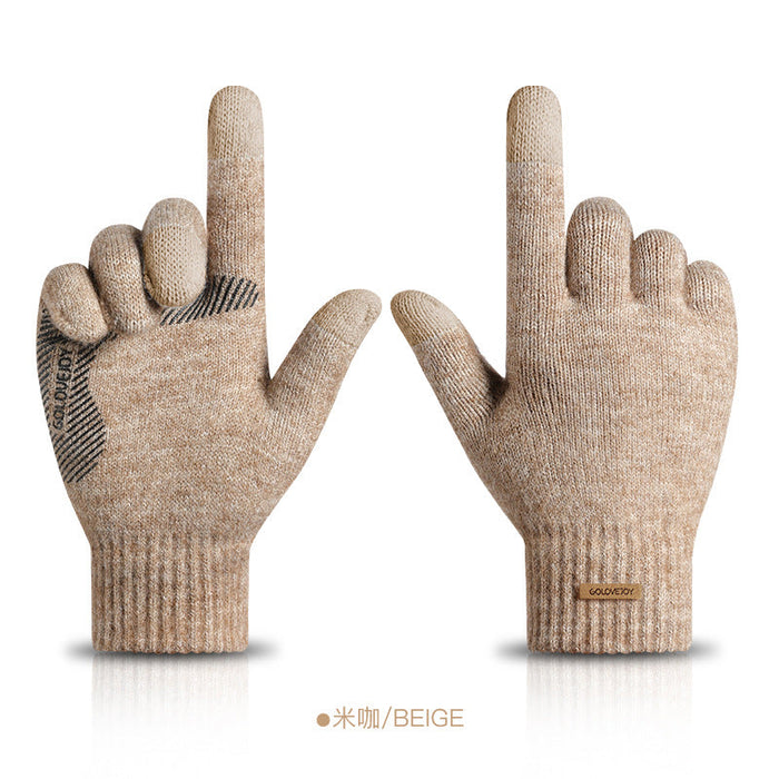 Wholesale knitted arctic velvet touch screen gloves JDC-GS-RG002 Gloves 润谷 DZ119 beige L Wholesale Jewelry JoyasDeChina Joyas De China