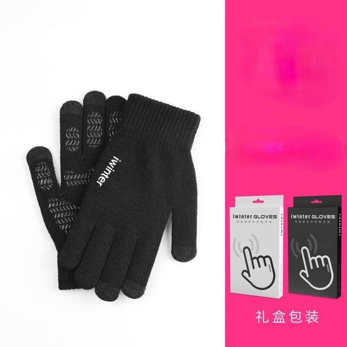 Wholesale Knitted Fabric Touch Screen Gloves JDC-GS-RG003 Gloves 润谷 Female black (boxed) one size Wholesale Jewelry JoyasDeChina Joyas De China
