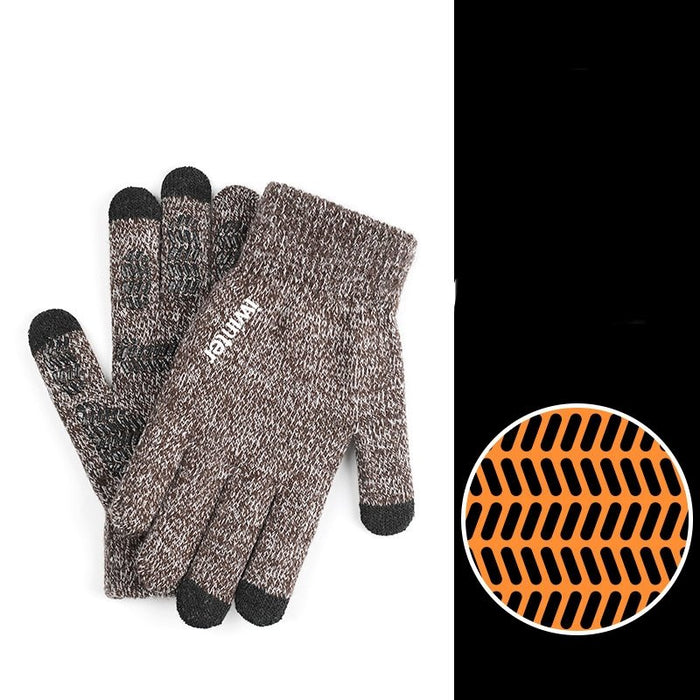 Wholesale Knitted Fabric Touch Screen Gloves JDC-GS-RG003 Gloves 润谷 Male coffee white (bagged) one size Wholesale Jewelry JoyasDeChina Joyas De China