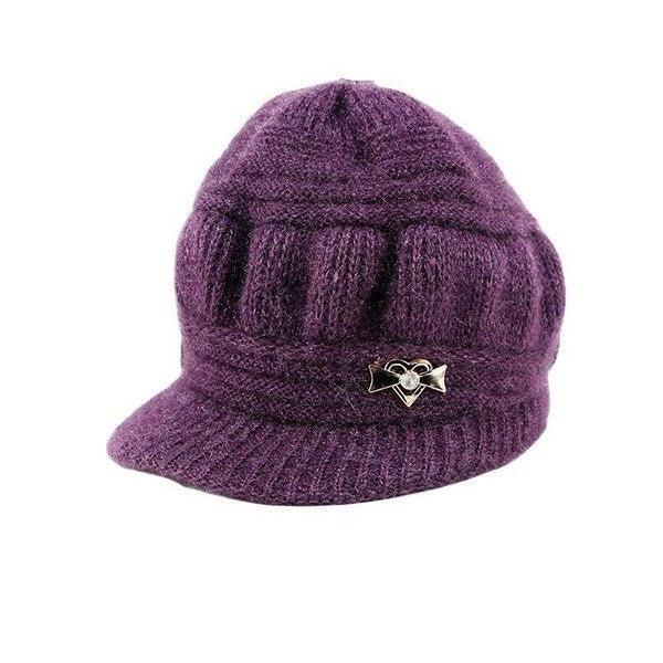 Wholesale knitted plush warm wool hat JDC-FH-GSXR038 Fashionhat 新锐 purple Average code Wholesale Jewelry JoyasDeChina Joyas De China