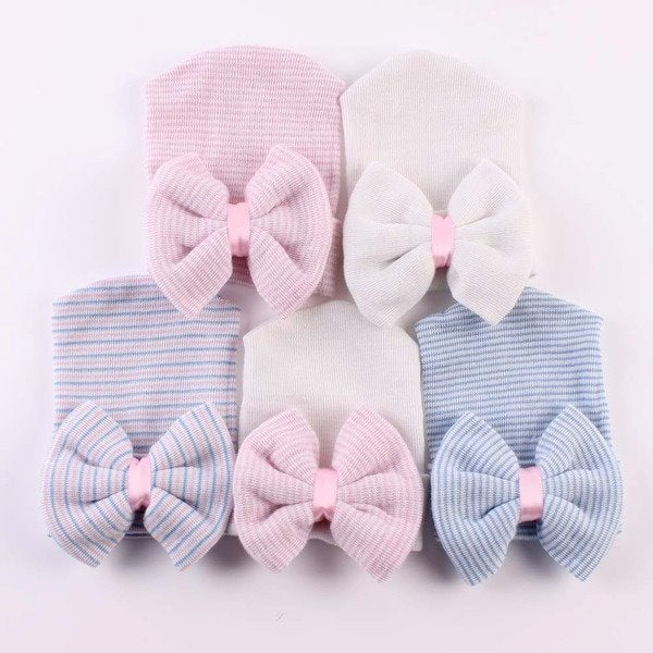 Wholesale knitted striped big bow children's cotton hat JDC-FH-XB-030 FashionHat 小贝 Wholesale Jewelry JoyasDeChina Joyas De China