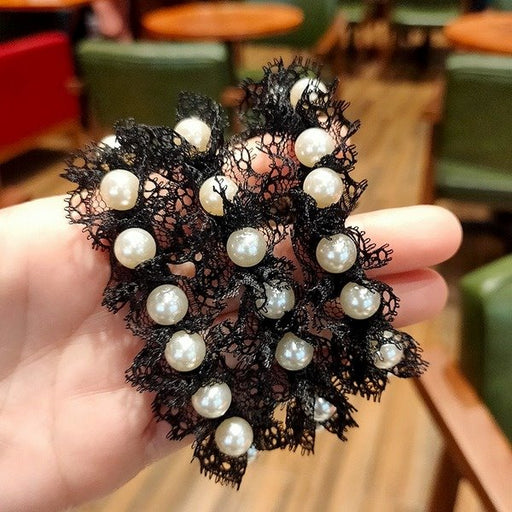 Wholesale lace pearl thick hair ring rubber band Hair Scrunchies JDC-HS-SF002 Hair Scrunchies 少峰 Wholesale Jewelry JoyasDeChina Joyas De China