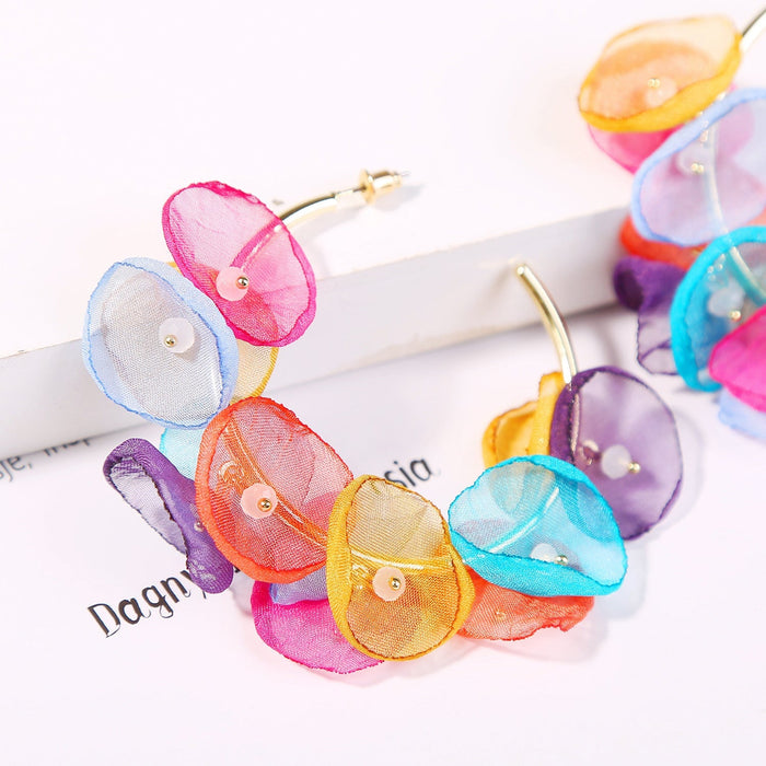 Wholesale lace petal circle earrings JDC-ES-ManY010 Earrings 满溢 Wholesale Jewelry JoyasDeChina Joyas De China