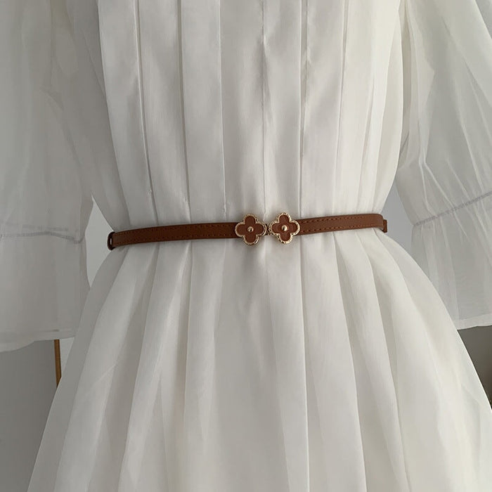 Wholesale Ladies PU Leather Clover Thin Belt JDC-WB-YunT002 Womenbelt 云图 camel 96 Wholesale Jewelry JoyasDeChina Joyas De China
