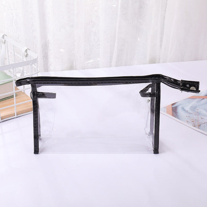 Wholesale Large Capacity Transparent PVC Storage Bag Cosmetic Bag MOQ≥10 JDC-CB-DeMu001 Cosmetic bag 德沐 MOQ10 black Wholesale Jewelry JoyasDeChina Joyas De China