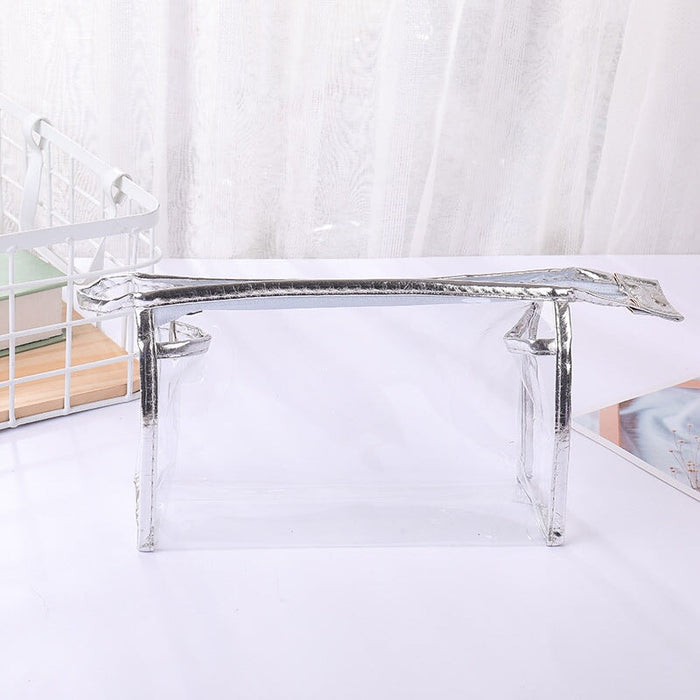 Wholesale Large Capacity Transparent PVC Storage Bag Cosmetic Bag MOQ≥10 JDC-CB-DeMu001 Cosmetic bag 德沐 MOQ10 silver Wholesale Jewelry JoyasDeChina Joyas De China