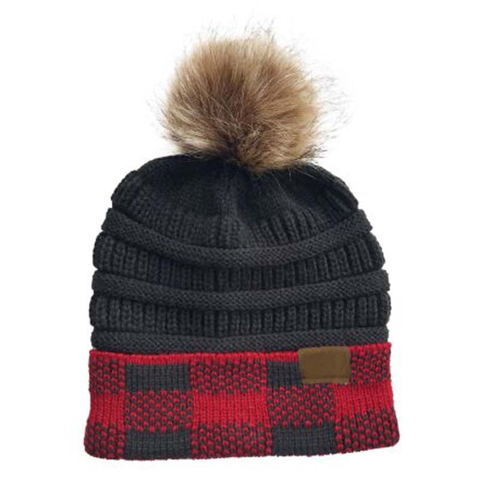 Wholesale large checkered knitted woolen hat JDC-FH-GSXK003 Fashionhat JoyasDeChina red no logo Wholesale Jewelry JoyasDeChina Joyas De China