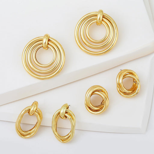 Wholesale large earrings round gold metal irregular earrings JDC-ES-ManY014 Earrings 满溢 Wholesale Jewelry JoyasDeChina Joyas De China