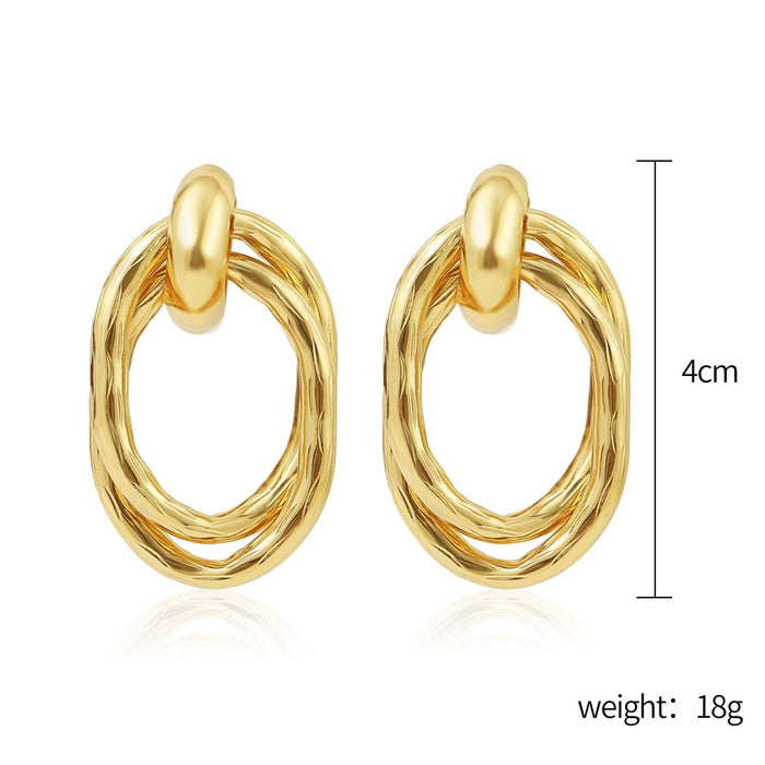 Wholesale large earrings round gold metal irregular earrings JDC-ES-ManY014 Earrings 满溢 Wholesale Jewelry JoyasDeChina Joyas De China