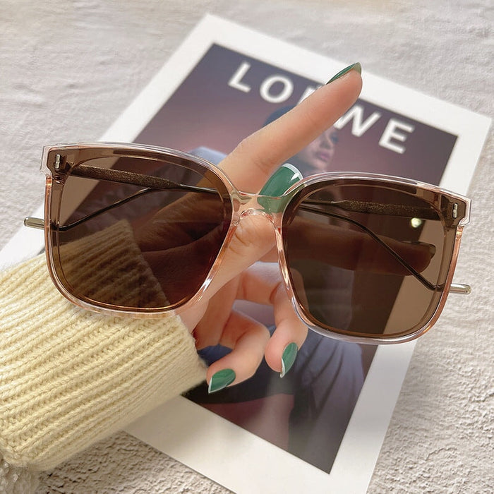 Wholesale large frame Tan anti UV fashion sunglasses JDC-SG-JinF040 Sunglasses 季丰 A brown Wholesale Jewelry JoyasDeChina Joyas De China