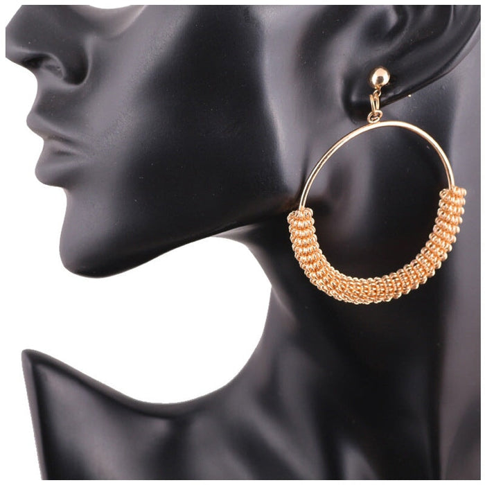 Wholesale large hoop electroplated gold iron copper earrings JDC-ES-KunS001 Earrings 琨斯 Wholesale Jewelry JoyasDeChina Joyas De China