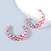 Wholesale lattice C-shaped resin earrings JDC-ES-JL146 Earrings JoyasDeChina red Wholesale Jewelry JoyasDeChina Joyas De China