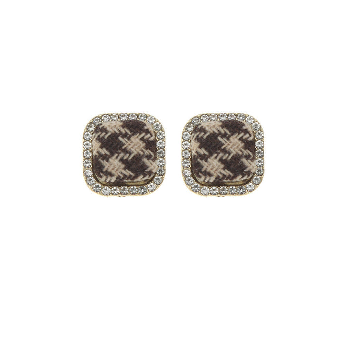 Wholesale lattice diamond square metal earrings JDC-ES-NZ032 Earrings 奈珠 Wholesale Jewelry JoyasDeChina Joyas De China