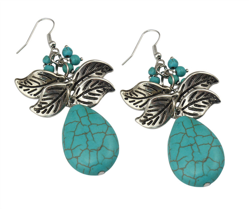 Wholesale Leaf Turquoise Alloy Earrings JDC-ES-Yunl012 Earrings 云罗 Wholesale Jewelry JoyasDeChina Joyas De China
