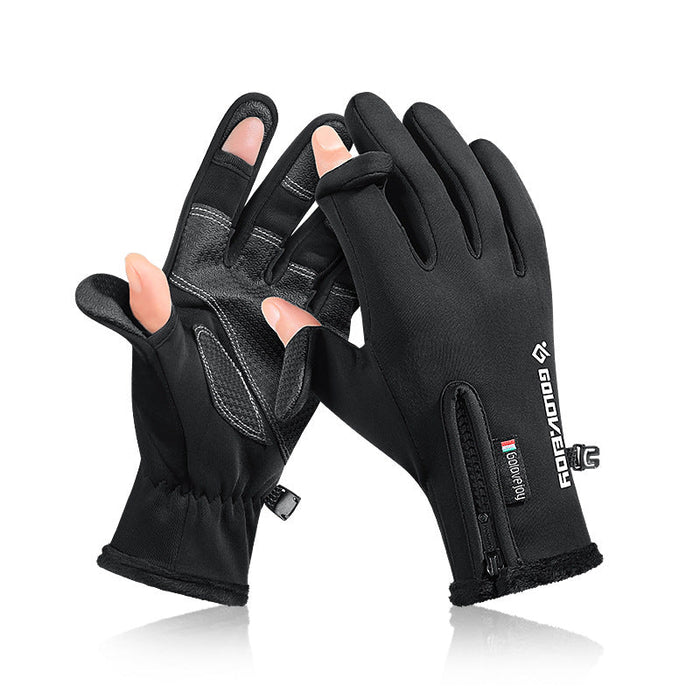 Wholesale Leaky Finger Outdoor Thickened Polar Fleece Gloves JDC-GS-GD004 Gloves 谷登 black M Wholesale Jewelry JoyasDeChina Joyas De China