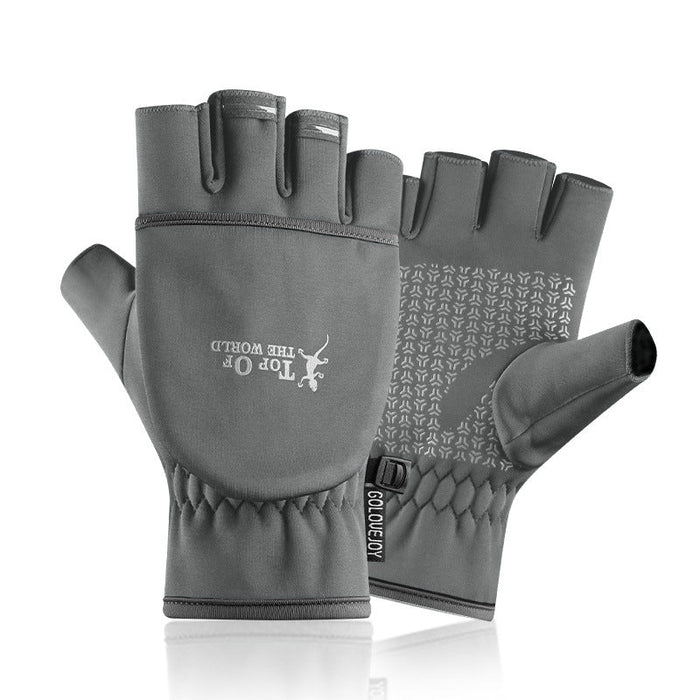 Wholesale Leaky Finger Outdoor Thickened Polar Fleece Gloves JDC-GS-GD004 Gloves 谷登 DB45 gray M Wholesale Jewelry JoyasDeChina Joyas De China