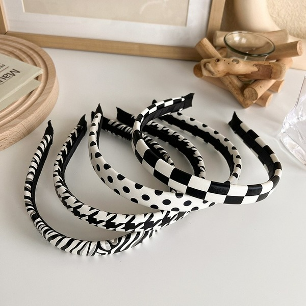 Wholesale leather black and white lattice Headband JDC-HD-MS019 Headband JoyasDeChina Wholesale Jewelry JoyasDeChina Joyas De China