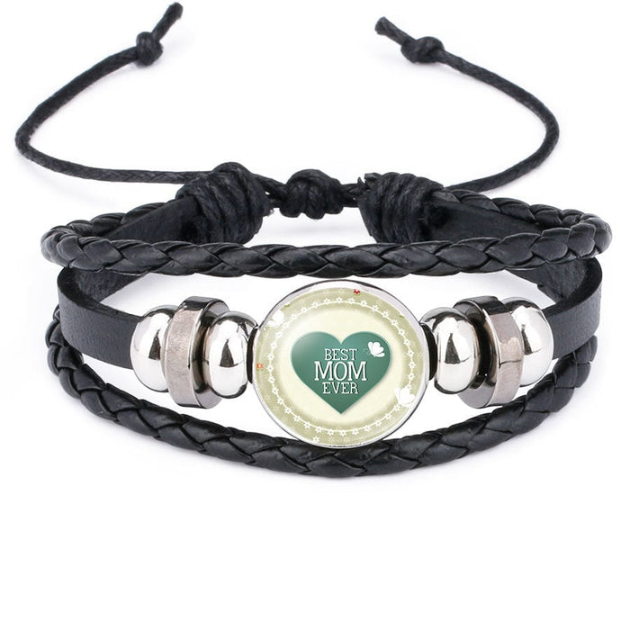 Wholesale Leather Crystal MOM Love Mother's Day Bracelet JDC-BT-NingX004 Bracelet 柠祥 12013206 Wholesale Jewelry JoyasDeChina Joyas De China