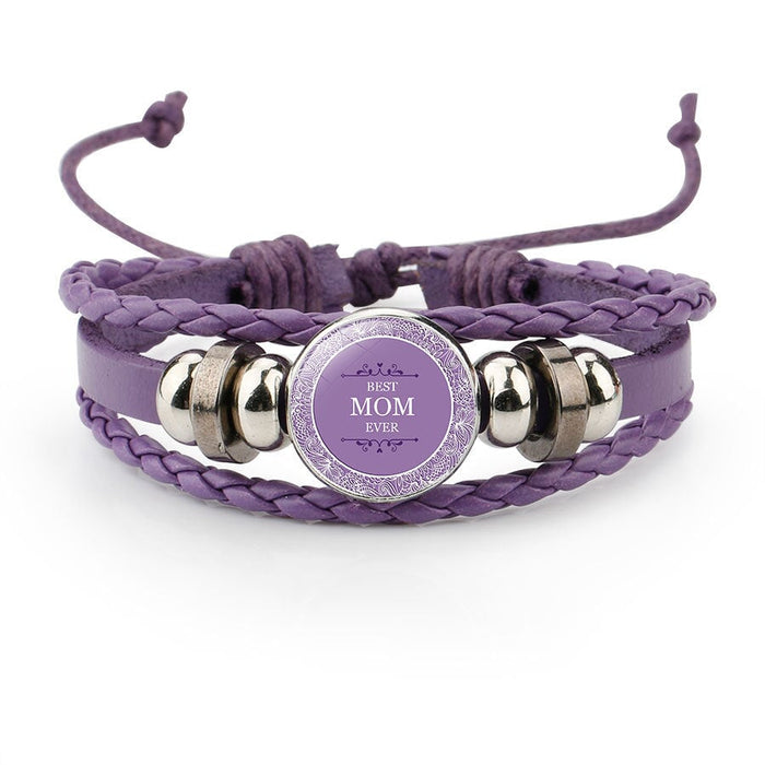 Wholesale Leather Crystal MOM Love Mother's Day Bracelet JDC-BT-NingX004 Bracelet 柠祥 12021405 Wholesale Jewelry JoyasDeChina Joyas De China