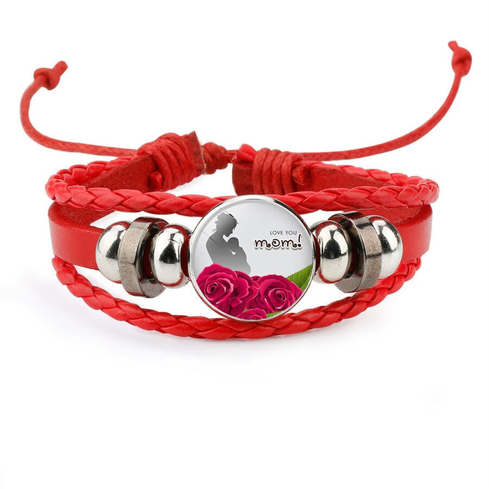 Wholesale Leather Crystal MOM Love Mother's Day Bracelet JDC-BT-NingX004 Bracelet 柠祥 Wholesale Jewelry JoyasDeChina Joyas De China