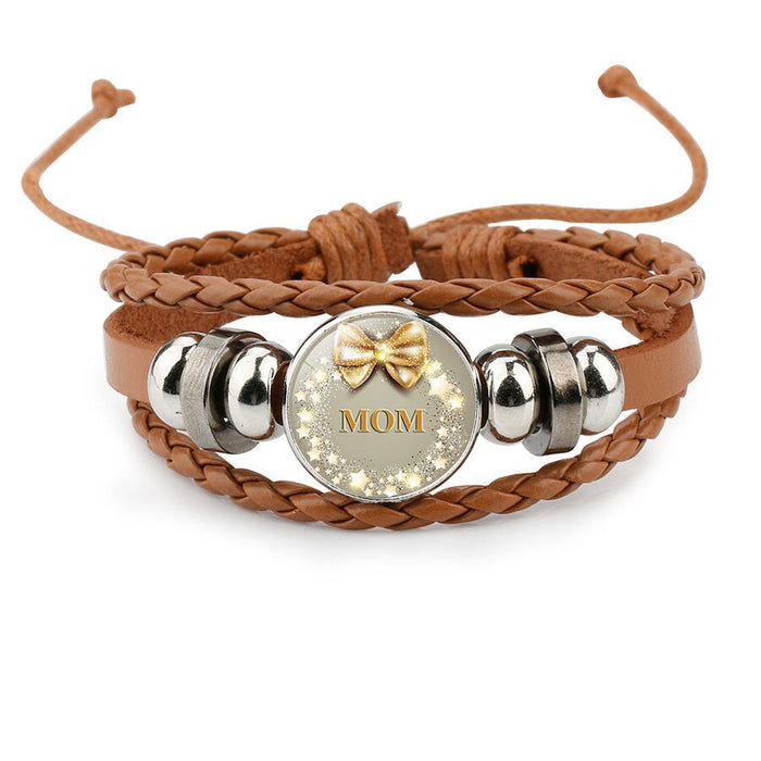 Wholesale Leather Crystal MOM Love Mother's Day Bracelet JDC-BT-NingX004 Bracelet 柠祥 Wholesale Jewelry JoyasDeChina Joyas De China