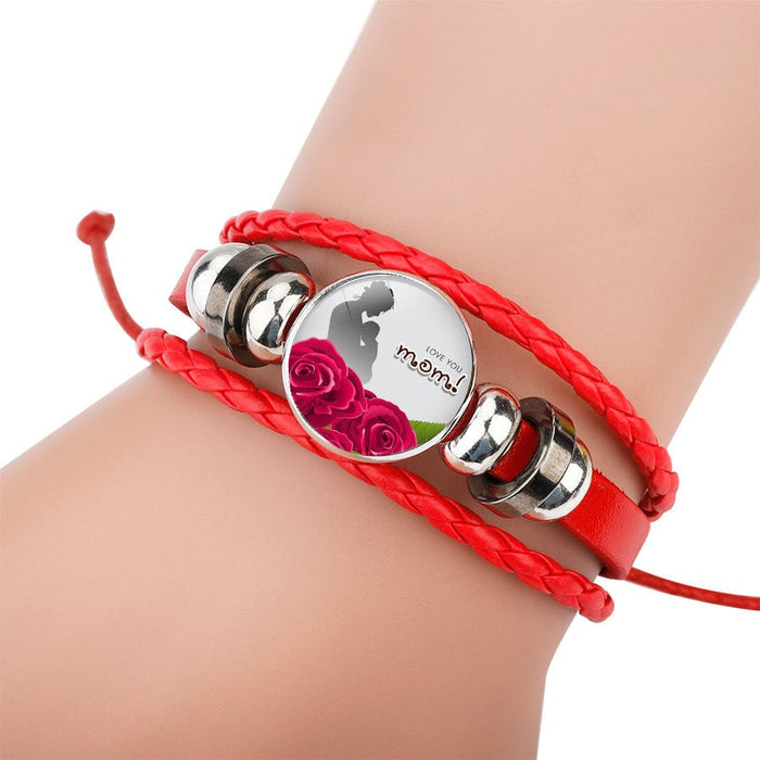 Wholesale Leather Crystal MOM Love Mother's Day Bracelet JDC-BT-NingX004 Bracelet 柠祥 Wholesale Jewelry JoyasDeChina Joyas De China