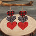 Wholesale Leather Flannel Sequin Leopard Heart Earrings JDC-ES-Saip007 Earrings 赛蒲 Wholesale Jewelry JoyasDeChina Joyas De China