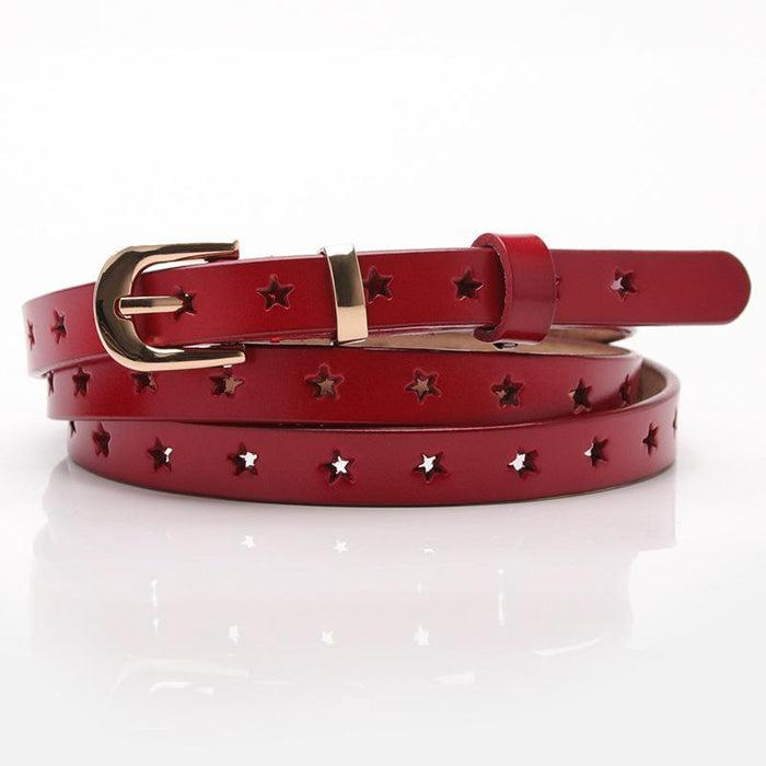 Bulk Jewelry Wholesale leather hollow five-pointed star Womenbelt JDC-WB-kp008 Wholesale factory from China YIWU China