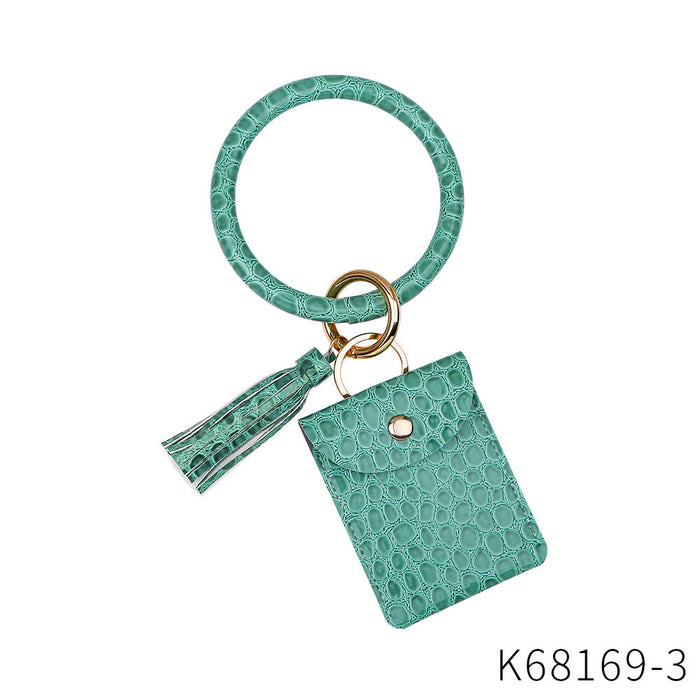 Wholesale leather Keychains wristlet keychain JDC-KC-GSJM013 Keychains JoyasDeChina Green k68169 Wholesale Jewelry JoyasDeChina Joyas De China
