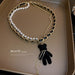 Wholesale Leather Pearl Flocking Bear Alloy Necklaces JDC-NE-BY065 Necklaces 宝钰 Wholesale Jewelry JoyasDeChina Joyas De China