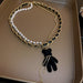 Wholesale Leather Pearl Flocking Bear Alloy Necklaces JDC-NE-BY065 Necklaces 宝钰 bear Wholesale Jewelry JoyasDeChina Joyas De China
