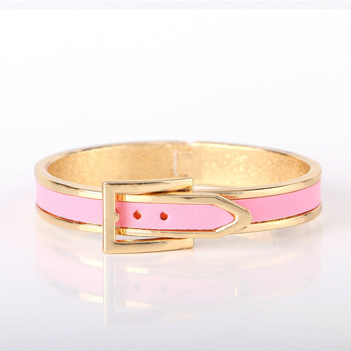 Wholesale Leather Plating Alloy Bracelet JDC-BT-DZL003 Bracelet 蝶之恋 pink Wholesale Jewelry JoyasDeChina Joyas De China