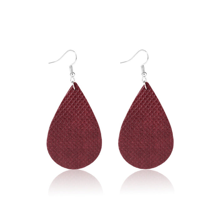 Wholesale leather teardrop print earrings JDC-ES-ManY020 Earrings 满溢 Wholesale Jewelry JoyasDeChina Joyas De China
