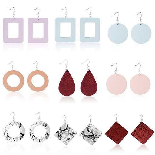 Wholesale leather teardrop print earrings JDC-ES-ManY020 Earrings 满溢 Wholesale Jewelry JoyasDeChina Joyas De China