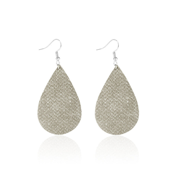 Wholesale leather teardrop print earrings JDC-ES-ManY020 Earrings 满溢 E1903-39 grey water drop Wholesale Jewelry JoyasDeChina Joyas De China