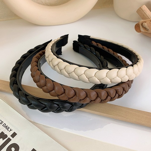 Wholesale leather twist woven compression hair hoop JDC-HD-MS01 Headband JoyasDeChina Wholesale Jewelry JoyasDeChina Joyas De China