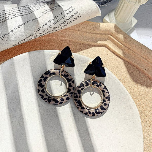 Wholesale leopard circle alloy earrings JDC-ES-BY050 Earrings 宝钰 Wholesale Jewelry JoyasDeChina Joyas De China