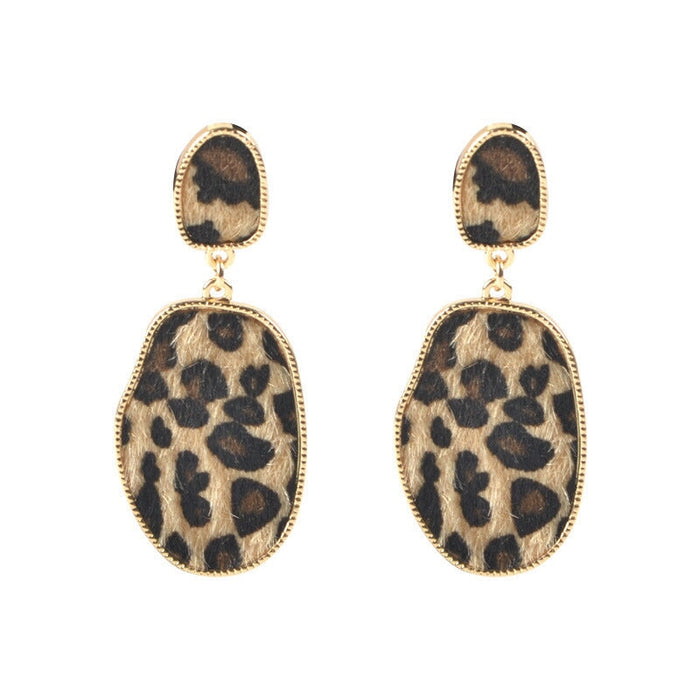 Wholesale Leopard Drop Geometric Circle Heart Leather Earrings Set JDC-ES-ZhanY016 Earrings 展言 1 Wholesale Jewelry JoyasDeChina Joyas De China